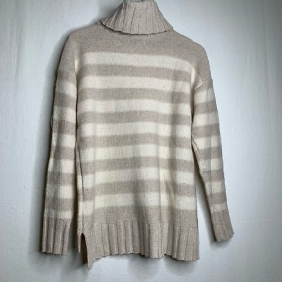 Toad&co Womens Audrey Pullover Sweater Beige Gray Long Sleeve Slit Turtleneck S - Picture 3 of 12